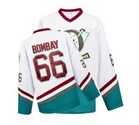 Mighty Ducks Jersey Movie Ice Hockey Jersey S-XXL Charlie Conway #96 Adam Banks #99, 90S Hip Hop Clothing for Party, #66 White, XXL