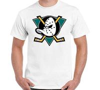 Mighty Ducks Mens T-Shirt The Ice Hockey Top Funny Movie Film Stick Puck Helmet Pads White