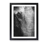 Mighty Elephant In The Shadows Painting Modern Framed Print | A3 Black Framed Wall Art | Ready to Hang | Modern Animal Picture | Living Room Bedroom Lounge Office