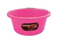 Mighty flex Shallow Feeder Bucket 15 Litre-Durable & Reusable-Wide Open Top with Strong Handle - For Livestock Feeding, Gardening, Mixing, Cleaning-Farm, Stable for horses or plaster bucket_Pink