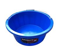 Mighty flex Shallow Feeder Bucket 15 Litre-Durable & Reusable-Wide Open Top with Strong Handle - For Livestock Feeding, Gardening, Mixing, Cleaning-Farm, Stable for horses or plaster bucket_Blue