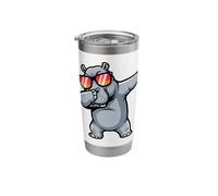 Mighty Gray Hippo Dabbing in Vintage Sunset Glasses Stainless Steel Insulated Tumbler
