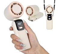Mighty Handheld Portable Fan,Up to 12 Hours,5 Speeds Wind,3 Flexible Modes,LED Display, USB Rechargeable Mini Personal Battery Powered,Lightweight Foldable Fan for Summer,Concerts & Outdoor Use