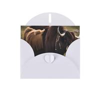 Mighty Highland Yak Elegant Pearl Paper Holiday Greeting Card For Christmas, Blessing Cardï¼ŒBirthday, Valentine'S Day