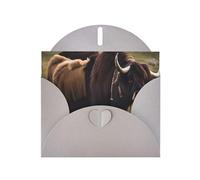 Mighty Highland Yak Elegant Pearl Paper Holiday Greeting Card For Christmas, Blessing Cardï¼ŒBirthday, Valentine'S Day