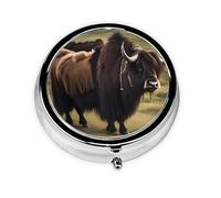 Mighty Highland Yak Mini Round Pill Box, can be Put into Wallet, Pocket, Light and Convenient, 3 Compartment Pill Box, Portable Pill Box,