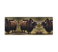 Mighty Highland Yak Pattern Oversized Keyboard and Mouse pad 12x31.5 inches, Lock-Edge Design, Non-Slip and wear-Resistant,