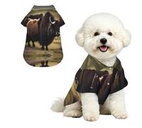 Mighty Highland Yak Pet Hawaiian Shirt - Soft Peach Skin Button-Down top, Casual Beach Style Medium