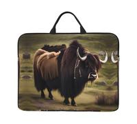 Mighty Highland Yak Print 14in Laptop Case Sleeve Bag â€“ Portable Handle, Business Travel, Accessory Pocket for Notebook, Tablet