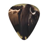 Mighty Highland Yak Printed guitar picks for acoustic, electric, and band players, 12 pieces in 3 different thicknesses