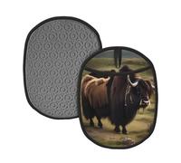 Mighty Highland Yak Printed Silicone Insulation Mat Set Suitable for Table Mat/Oven Mat/Camping BBQ