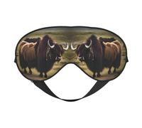 Mighty Highland Yak Prints Double-Sided Eye Mask Adjustable Design Light-Blocking and Breathable Suitable for Rest and Travel.