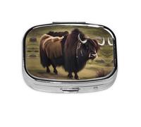 Mighty Highland Yak Square mini Pill Box, Travel Pill Box, can be Put into Wallet or Pocket to Store a Variety of Small Items