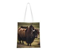 Mighty Highland Yak Totes. Lightweightcanvas, Double Handles, Stylish Women'S Tote Bag, Perfect For Shopping, Work And Everyday Carry.