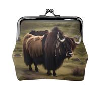 Mighty Highland Yak Womenâ€™s Small Coin Purse,Rectangle Kiss Lock Coin Pouch, Pocket-Sized, Mini Coin Purse for Women