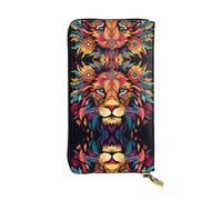 Mighty Lion Patterned Leather Long Wallet (7.5 * 4.1 inches) | Extra Large Multi-Function Compartment | Great Gift