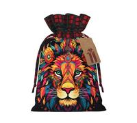 Mighty Lion Printed holiday drawstring bag 8.3x11.8 inch Christmas party decoration gift bag