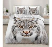 Mighty Lynx 3D Print Duvet Cover Single 53x79 inch 3 Pieces Grey Comforter Cover for Teen Aldult, Soft Microfiber Quilt Cover Hypoallergenic Bedding Sets with 2 Pillowcases
