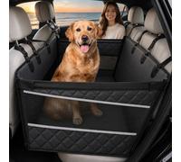 Mighty Majesty Large Dog Car Seat - Booster Seat for Medium & Large Dogs up to 80lbs - Hard Bottom, Waterproof, 3-Sided Mesh, Headrest Straps - 72x56cm