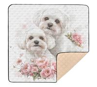 Mighty Maltese Dogs White Large Stylish Baby Gym & Activity Mat for Floor One-Piece Foldable Tummy Time & Crawling Mat for Babies Infants Toddlers, 50'' x 50''para juegos de