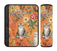 Mighty Manx Cats Orange 2 pcs seat Belt Pads More Comfort Driving for Most Cars funda para cinturón de carro