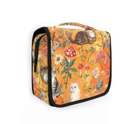 Mighty Manx Cats Orange Cosmetics Bag with hanging hook Zipper Cosmetic Bags For Women with Compartments & Handle