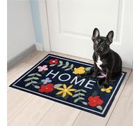 Mighty Mats Eco Flex Washable Door Mat - Highly Absorbent Anti-Slip Dirt Trapper Indoor Doormat with Anti-Curl Rubber Base - Floral Home Navy, 50 x 75cm