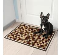 Mighty Mats Eco Flex Washable Door Mat - Highly Absorbent Anti-Slip Dirt Trapper Indoor Doormat with Anti-Curl Rubber Base - Pixel Natural Mat, 50 x 75cm