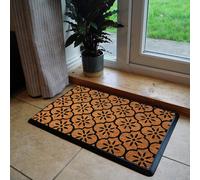 Mighty Mats Rubber Tray Black Geo Cut Pile Doormat - 40x60cm