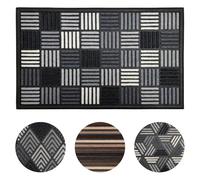 Mighty Mats Scrape ‘N’ Sorb Door Mat - Indoor & Sheltered Outdoor Areas - Dirt Trapper with Rubber Back - Super Absorbent - Parquet Grey, 45 x 75cm
