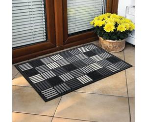 Mighty Mats Scrape ‘N’ Sorb Door Mat - Indoor & Sheltered Outdoor Areas - Dirt Trapper with Rubber Back - Super Absorbent - Parquet Grey, 45 x 75cm