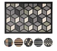 Mighty Mats Scrape ‘N’ Sorb Door Mat - Indoor & Sheltered Outdoor Dirt Trapper Rug with Rubber Back - Super Absorbent Entrance Door Mat - Geo Grey/Sage, 40 x 60cm