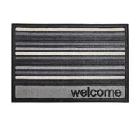 Mighty Mats Scrape ‘N’ Sorb Door Mat - Indoor & Sheltered Outdoor Dirt Trapper Rug with Rubber Back - Super Absorbent Entrance Door Mat - Welcome Stripe Grey, 40 x 60cm