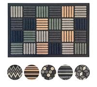 Mighty Mats Scrape ‘N’ Sorb Door Mat - Indoor & Sheltered Outdoor Dirt Trapper Rug with Rubber Back - Super Absorbent Entrance Door Mat - Parquet Multi, 40 x 60cm