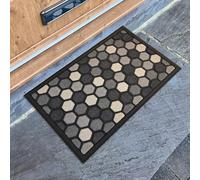 Mighty Mats Scrape ‘N’ Sorb Door Mat - Indoor & Sheltered Outdoor Dirt Trapper Rug with Rubber Back - Super Absorbent Entrance Door Mat - Honeycomb Grey, 40 x 60cm
