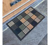 Mighty Mats Scrape ‘N’ Sorb Door Mat - Indoor & Sheltered Outdoor Dirt Trapper Rug with Rubber Back - Super Absorbent Entrance Door Mat - Parquet Multi, 40 x 60cm