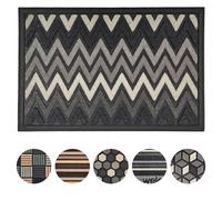 Mighty Mats Scrape ‘N’ Sorb - Indoor & Outdoor Areas - Dirt Trapper Door Mat with Rubber Back - Super Absorbent Entrance Door Mat - Chevron Grey, 40 x 60cm