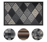 Mighty Mats Scrape ‘N’ Sorb - Indoor & Outdoor Areas - Dirt Trapper Door Mat with Rubber Back - Super Absorbent Entrance Door Mat - Chevron Diamond Grey, 45 x 75cm
