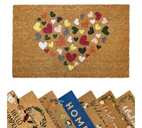 Mighty Mats Spring Coir Door Mat - Dirt Scraping Anti-Slip Front Door Rug for Sheltered Outdoor Areas with Durable Latex Backing - Versatile Door Carpet - Hearts, 45 x 75cm