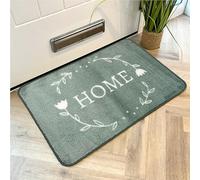 Mighty Mats Supersoft Washable Door Mat - Highly Absorbent Anti-Slip Dirt Trapper Indoor Doormat with Durable Latex Backing - Versatile Floor Rug - Home Wreath, 50 x 75cm | Sage/Teal (Shade May Vary)