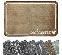 Mighty Mats Supersoft Washable Door Mat Indoor - Highly Absorbent Dirt Trapper Indoor Doormat - Anti-Slip Mat with Durable Latex Backing - Versatile Floor Rug - Natural Welcome Heart, 50 x 75cm