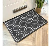 Mighty Mats Supersoft Washable Door Mat Indoor - Highly Absorbent Dirt Trapper Indoor Doormat - Anti-Slip Mat with Durable Latex Backing - Versatile Floor Rug - Grey Geo, 50 x 75cm