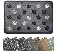 Mighty Mats Supersoft Washable Door Mat Indoor - Highly Absorbent Dirt Trapper Indoor Doormat - Anti-Slip Mat with Durable Latex Backing - Versatile Floor Rug - Grey Paw Print, 50 x 75cm