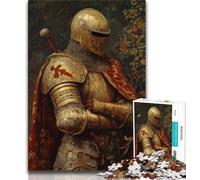 Mighty Medieval Knight Jigsaw Puzzles for Adults Teenagers Jigsaws Puzzle,Staycation Kill Time with Fully Interlocking Randomly Shaped Pieces (50x75cm)