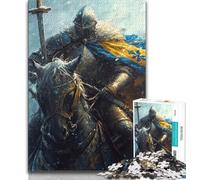 Mighty Medieval Knight Jigsaws 1000 Pieces for Adults,Challenging Game And Family Play with Fully Interlocking Randomly Shaped Pieces 38x26cm