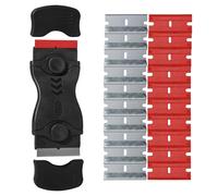 Mighty Melt Multi-Surface Plastic Scraper Tool - Non-Scratch - for Removing Burnt Food, Tough Stains & Stickers from Glass, Ovens, Hobs & More - Adhesive Remover - 10 Metal & 10 Plastic Blades