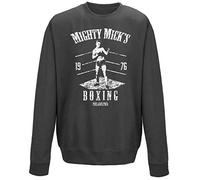 Mighty Micks Boxing Gym Rocky Movie Inspired Crew Neck Sweatshirt Charcoal Grey (XL)