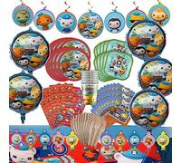 Mighty Mojo Octonauts Above & Beyond Party Kit - 100+ Pieces: Balloons, Utensils, Stickers - Blue, Green, White - Birthday