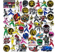 Mighty Morphin' Power Rangers 50CT Vinyl Large Deluxe Stickers Variety Pack - Laptop, Water Bottle, Scrapbooking, Tablet, Skateboard, Indoor/Outdoor - Set of 50