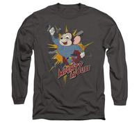 Mighty Mouse Break Through Unisex Long Sleeve T Shirt, Charcoal, Large